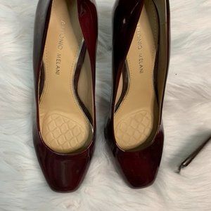 Burgundy wine patent leather heels
